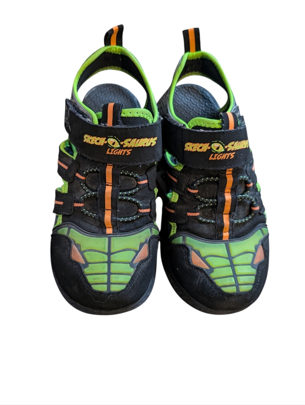 Skechers Skech-O-Saurus Light Up Sneaker Blk /Lime Size 3 youth